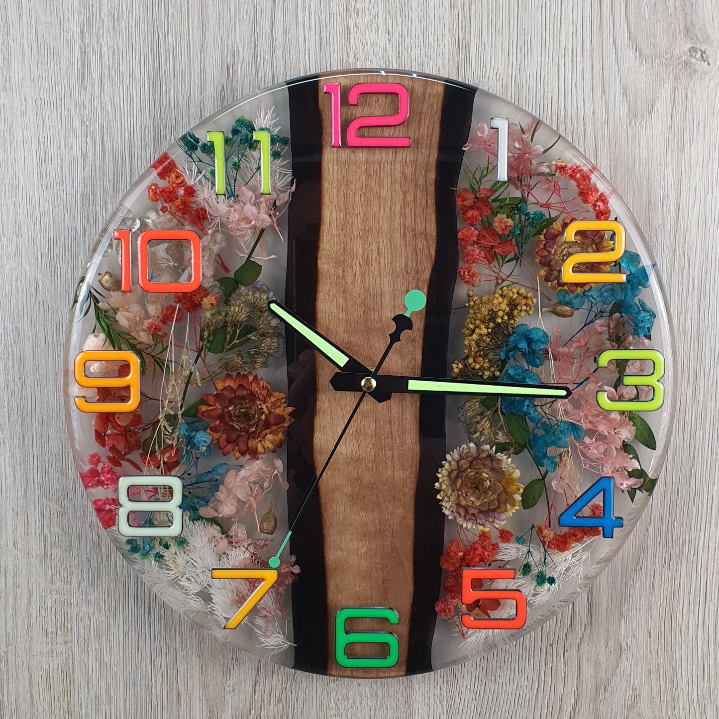 The Luminescent Garden – Handcrafted Epoxy Resin Clock