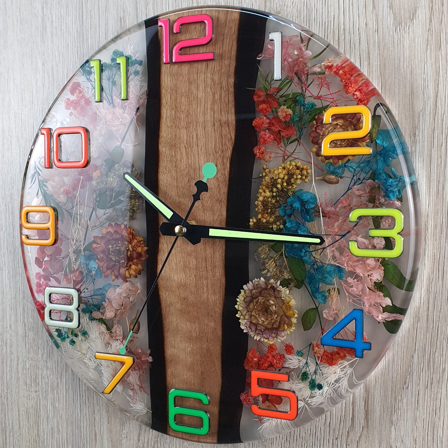 The Luminescent Garden – Handcrafted Epoxy Resin Clock