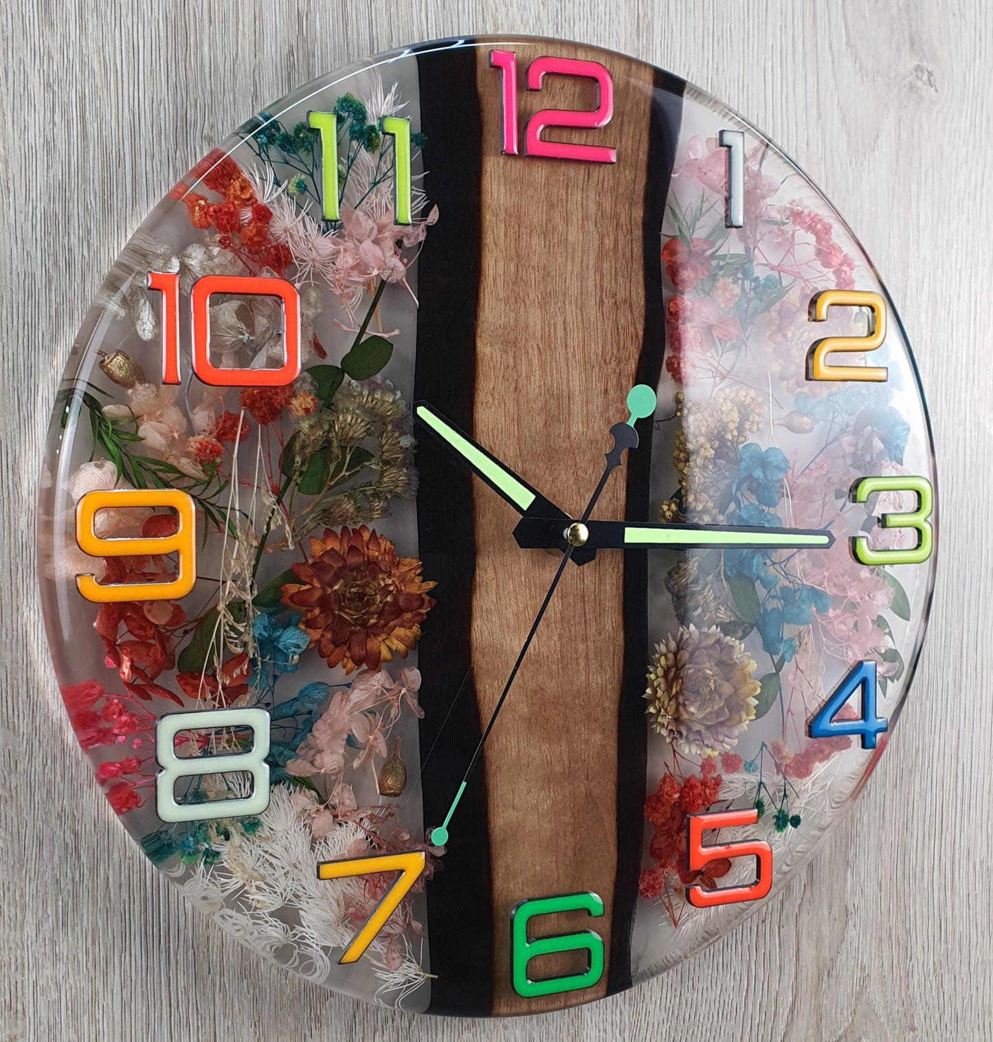 The Luminescent Garden – Handcrafted Epoxy Resin Clock