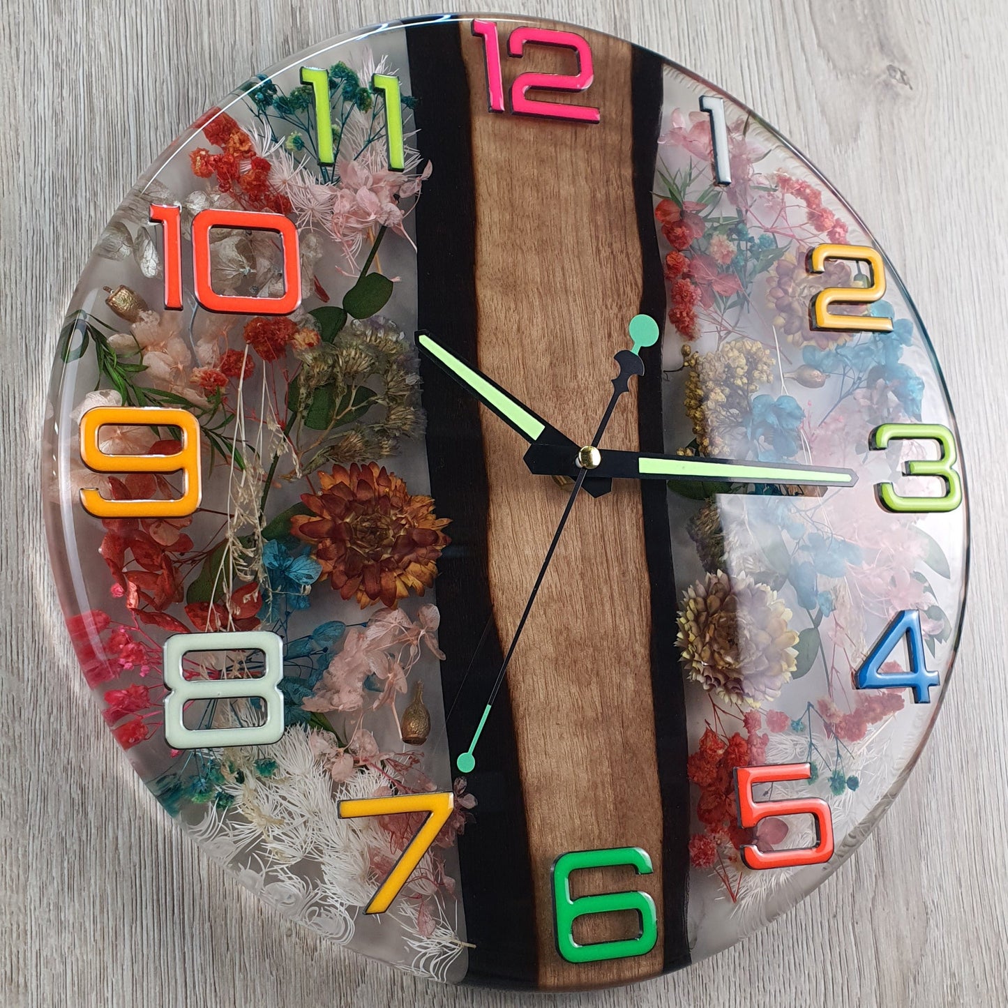 The Luminescent Garden – Handcrafted Epoxy Resin Clock