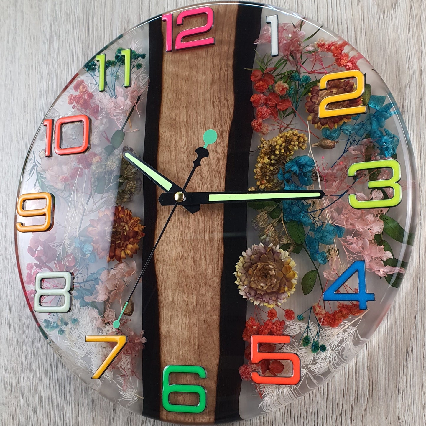 The Luminescent Garden – Handcrafted Epoxy Resin Clock