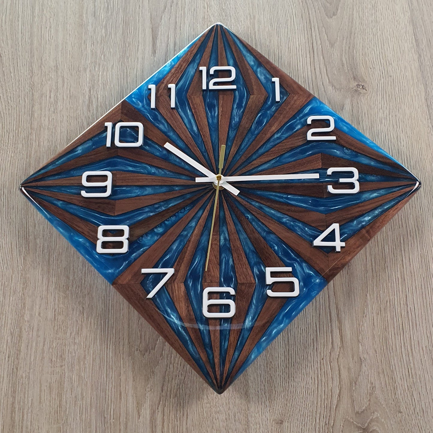 Unique Walnut Wood and Resin Wall Clock