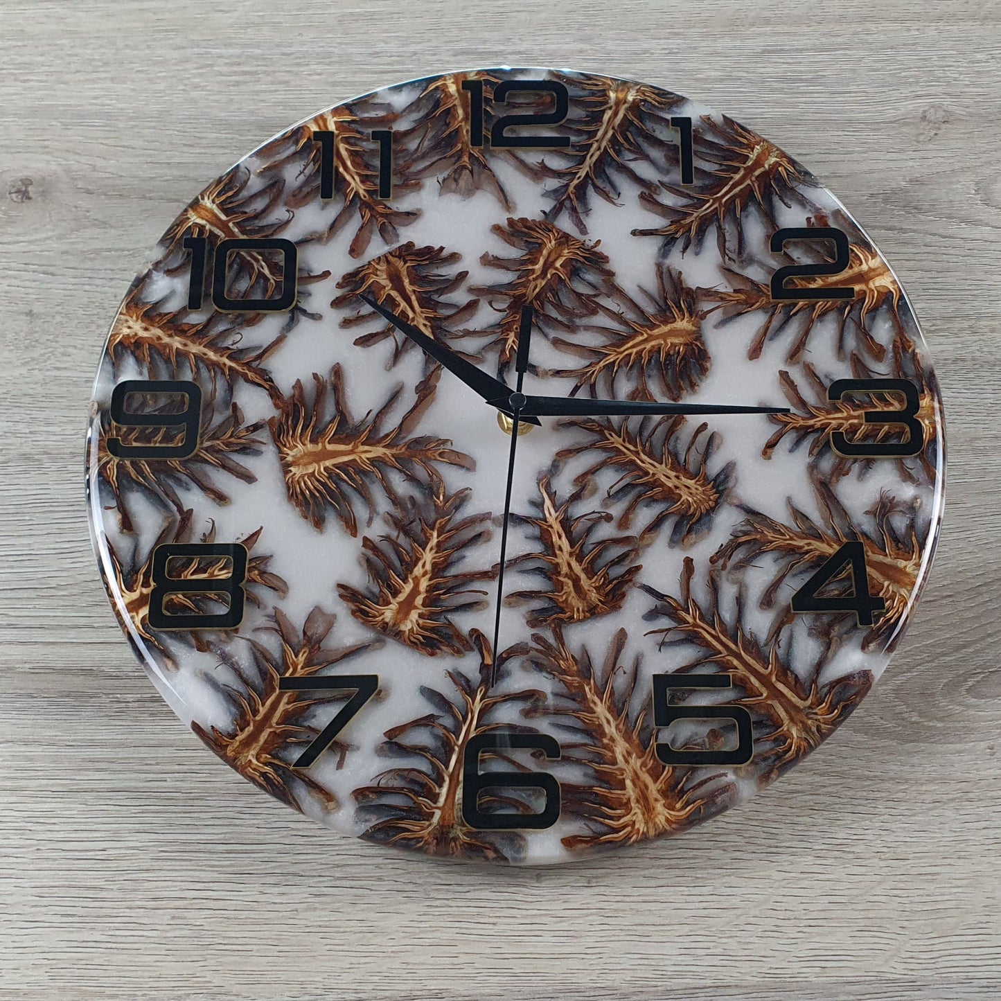 Unique Epoxy Resin and Pine Cone Clock – Handmade with Natural Element