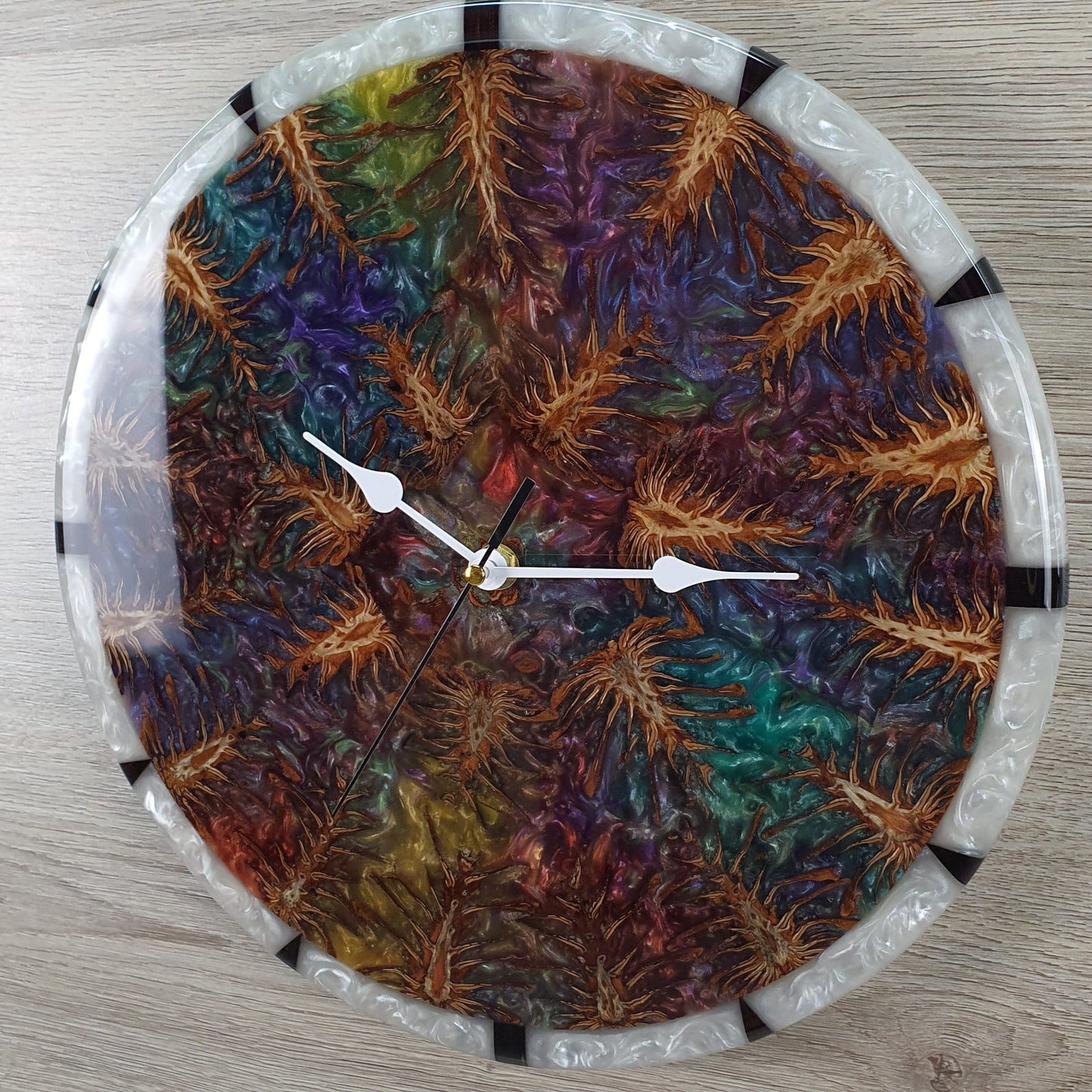 Unique Handmade Resin and Pine Cone Clock