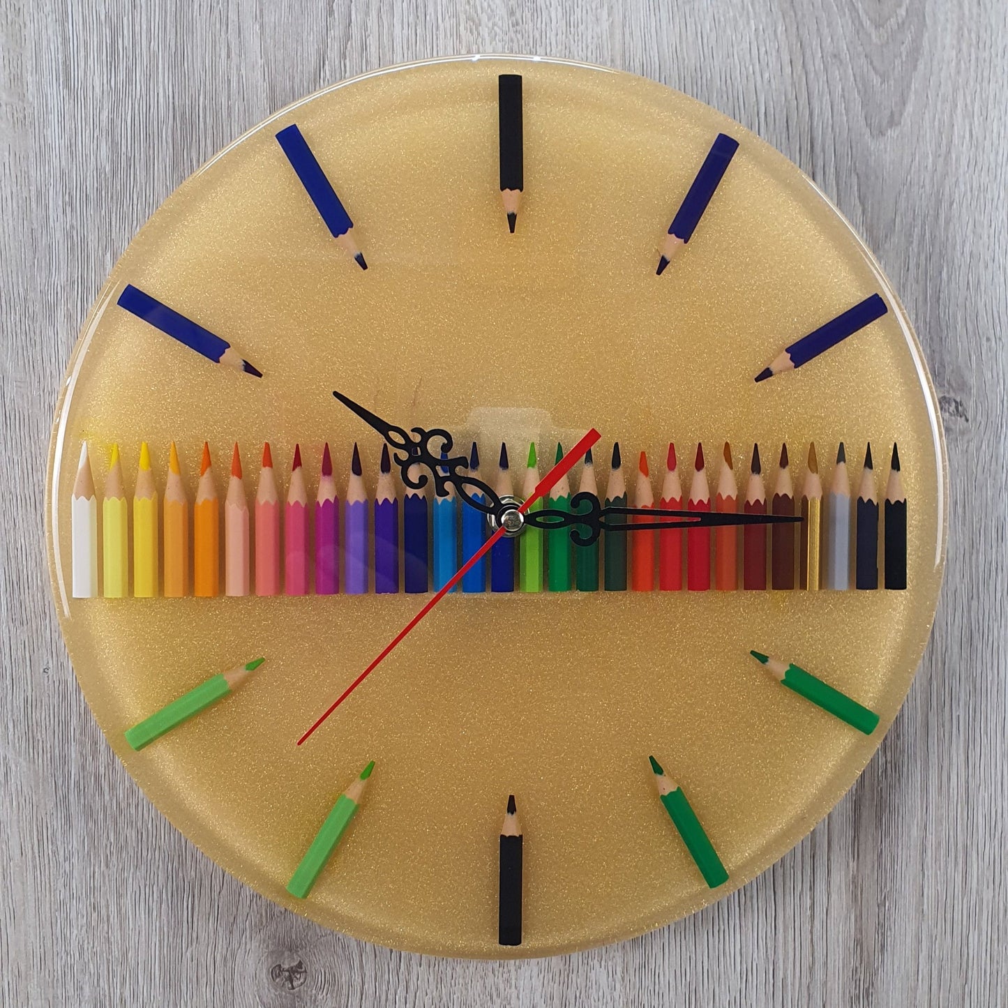 Epoxy Resin and Colored Pencil Clock – A Unique Handmade Piece